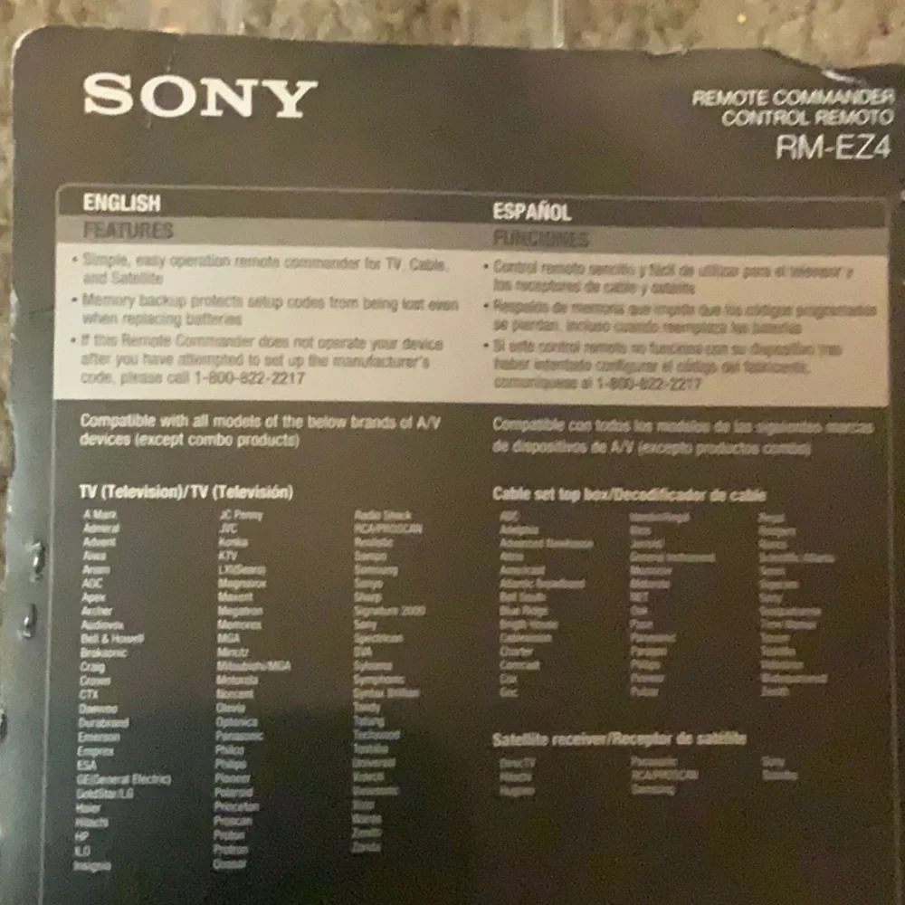 Sony Universal 2-Device TV/Cable/Satellite Large Button Remote *New. #RM-EX4
